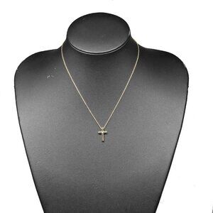 TIFFANY&Co. cross Necklace K18 yellow gold/diamond 3.4g Women